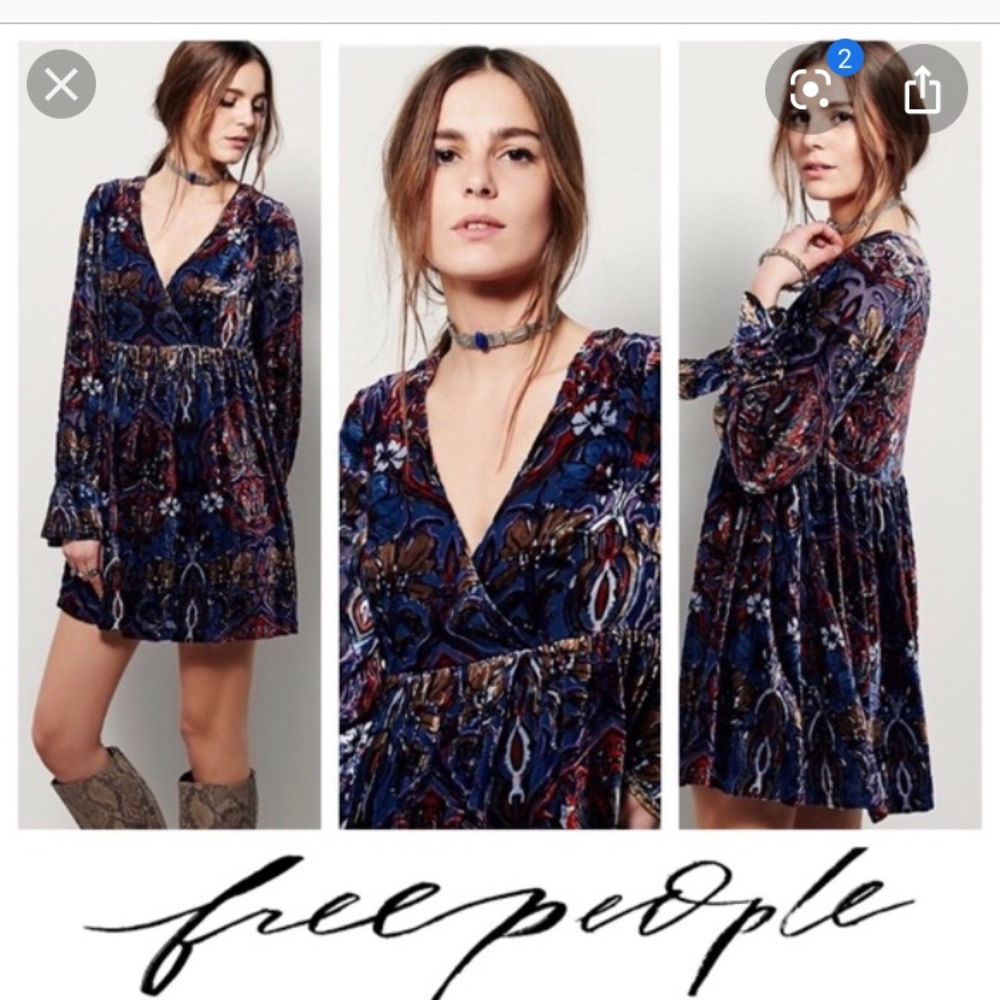 Floral velvet long sleeve dress